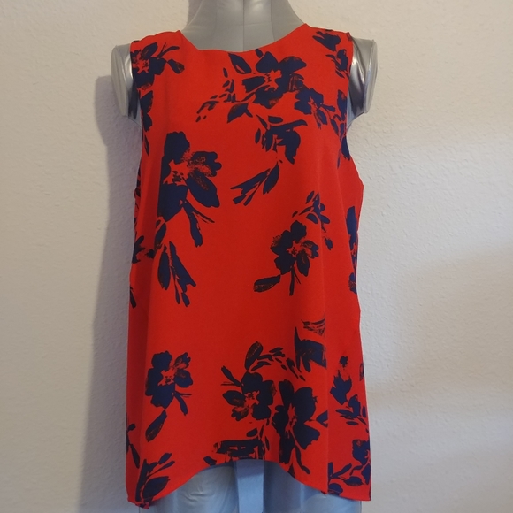 Alice Collection Tops - FLORAL PRINT BUSINESS CASUAL SLEEVELESS BLOUSE